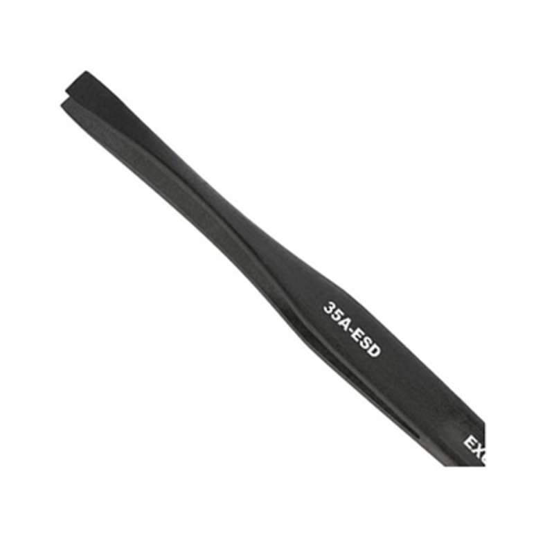 ESD-Safe Plastic Tweezers with 1/4" Wide Tips, Black, 2 Star, 4-1/2" Long